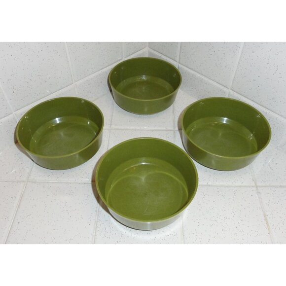 Vintage Avocado Green Rubbermaid Cereal Bowl Set of 4 retro serving desert - Picture 1 of 13